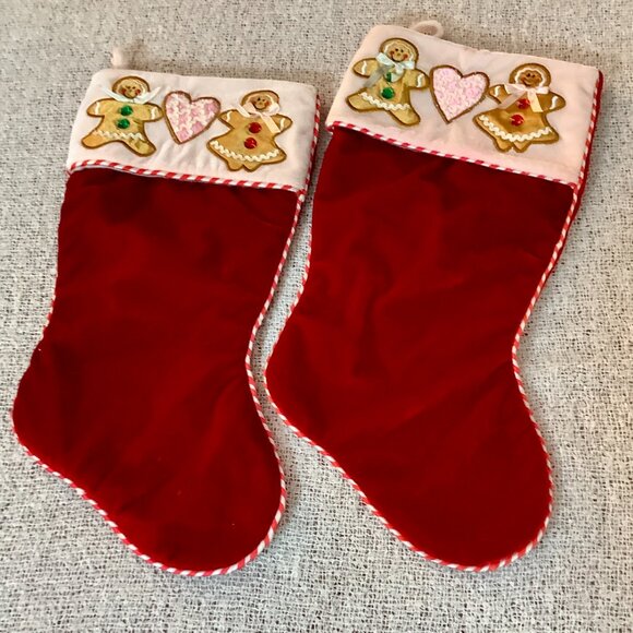 Christmas Tree Skirt 2 Christmas Stockings Gingerbread Man Accent - Picture 7 of 11